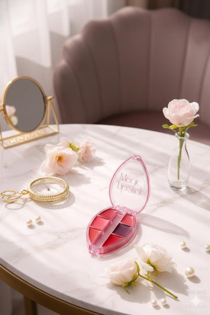 6-Shade Lipstick Palette Matte & Shimmer Finish Lip Colors